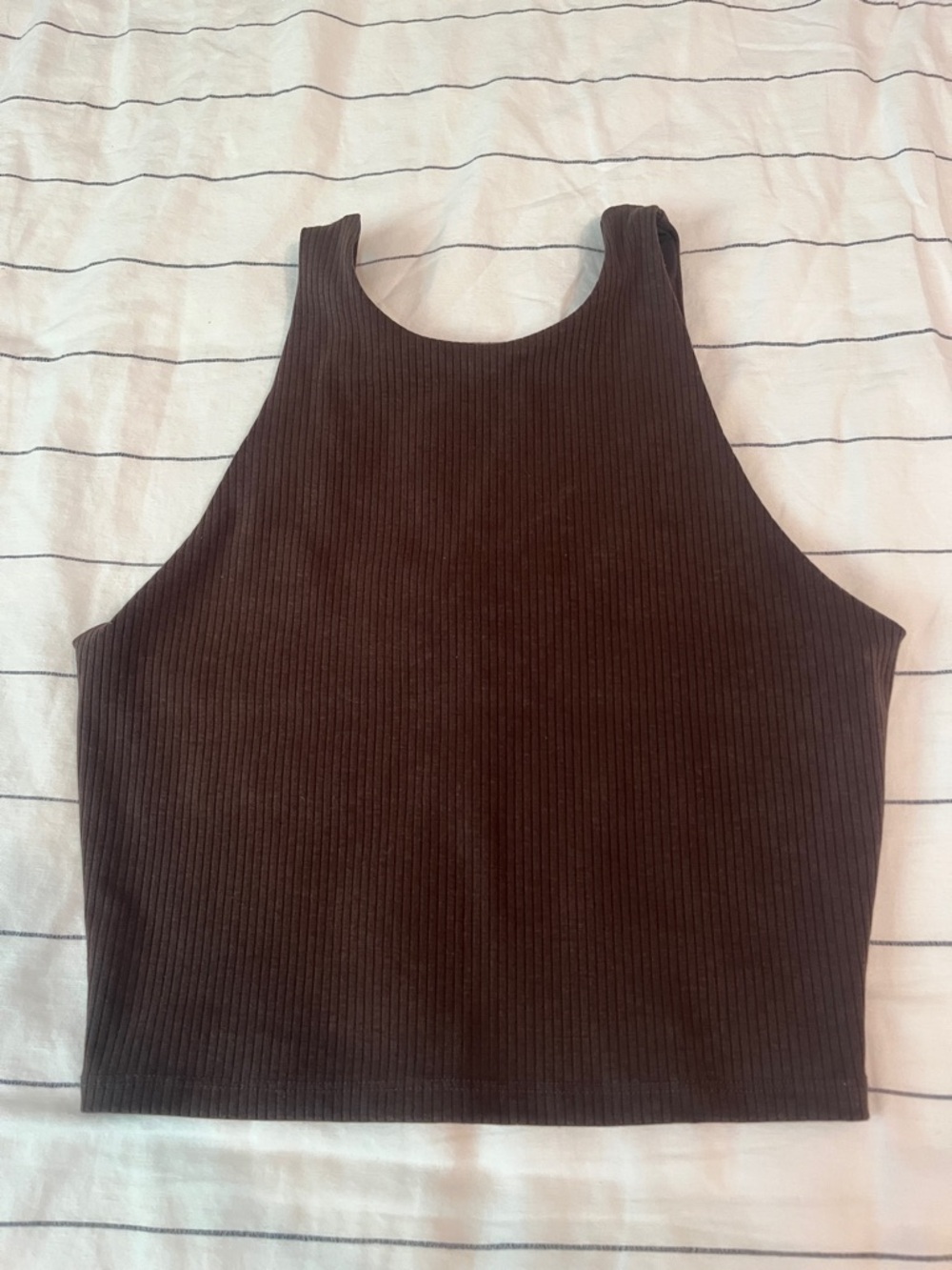 BYLT Basics Ribbed Crop Tank - Brown - Picture 7 of 7
